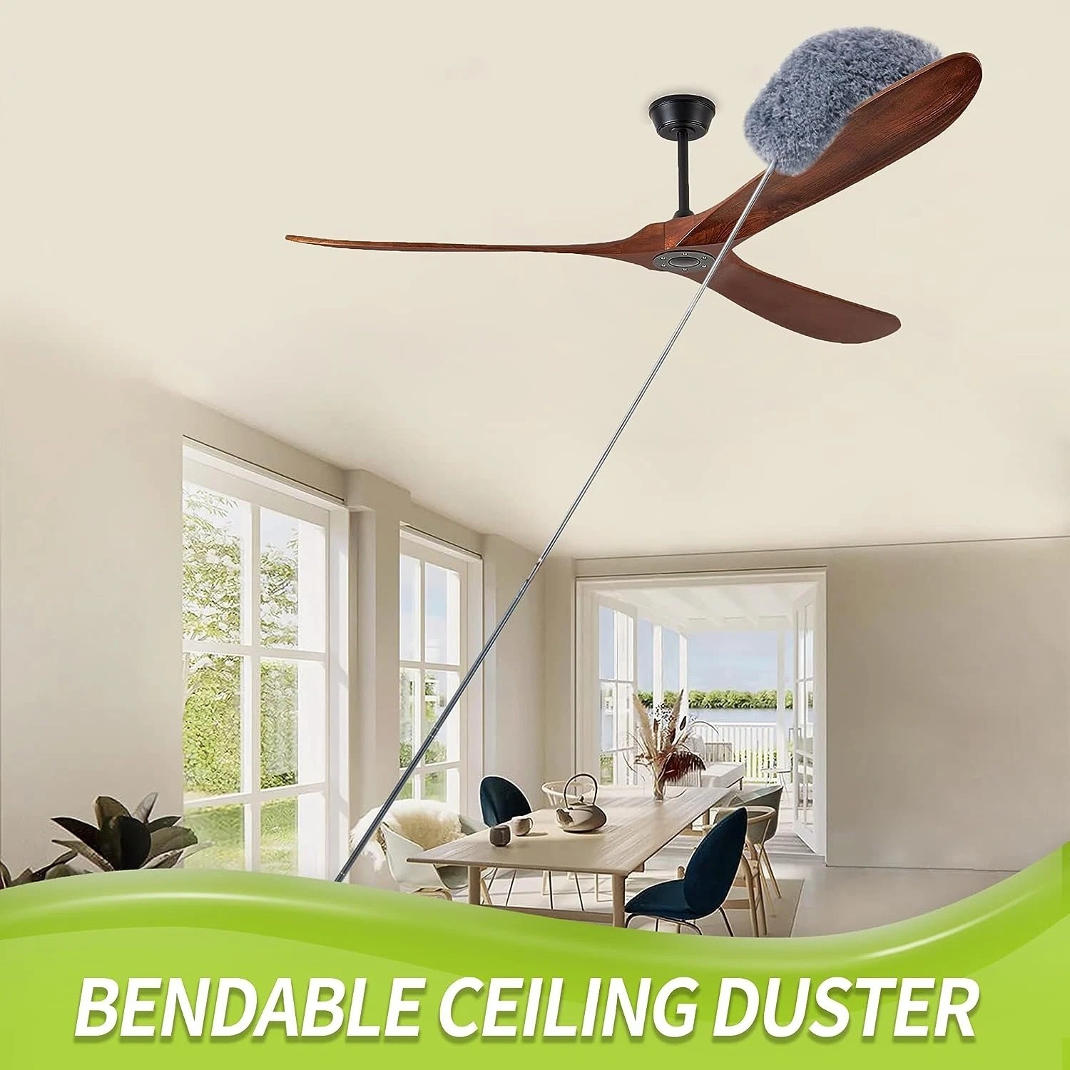 Cobweb Duster with Extension Pole, Spider Web Brush & Ceiling Duster Kit for Cle