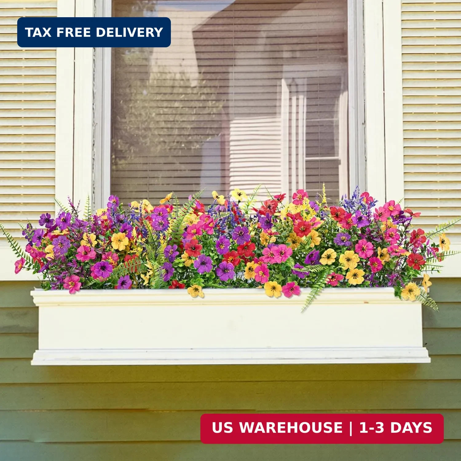 Bassion 20 Bundles Artificial Flowers for Outdoors, UV Resistant Silk Fake Flowe