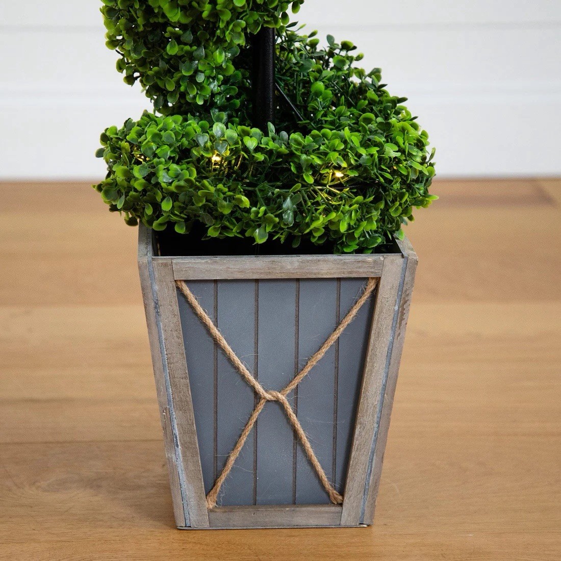 45” UV Resistant Artificial Boxwood Spiral Topiary Tree w/LEDs (Indoor/Outdoor)