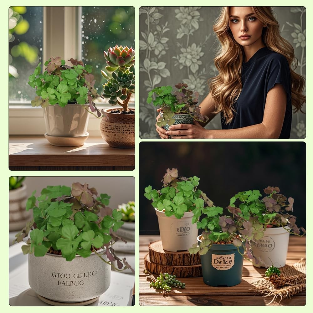 Artificial Plants Clover Short Fake Green Plant For Window Stairway Garden Door