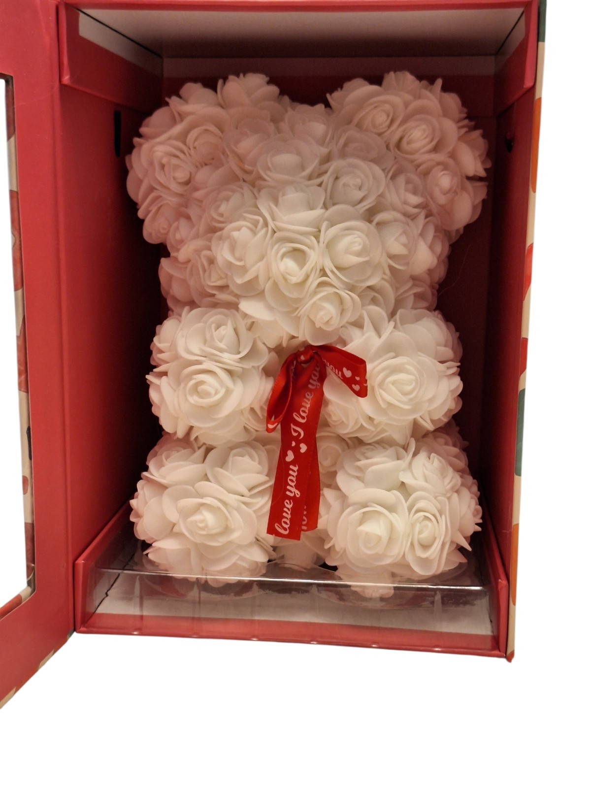 Rose Bear White Celebrate Love Carry Case 10″ I Love You Heart Designs Gift NEW