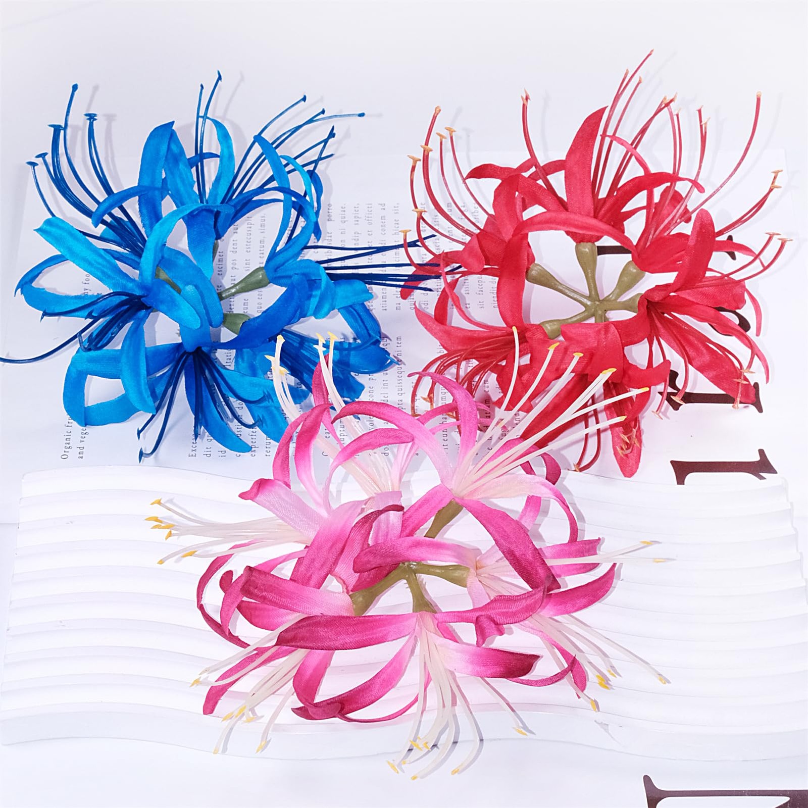 5 Pcs Spider Lily Artificial Flower Heads Real Touch,Stemless Faux Spider Lil…