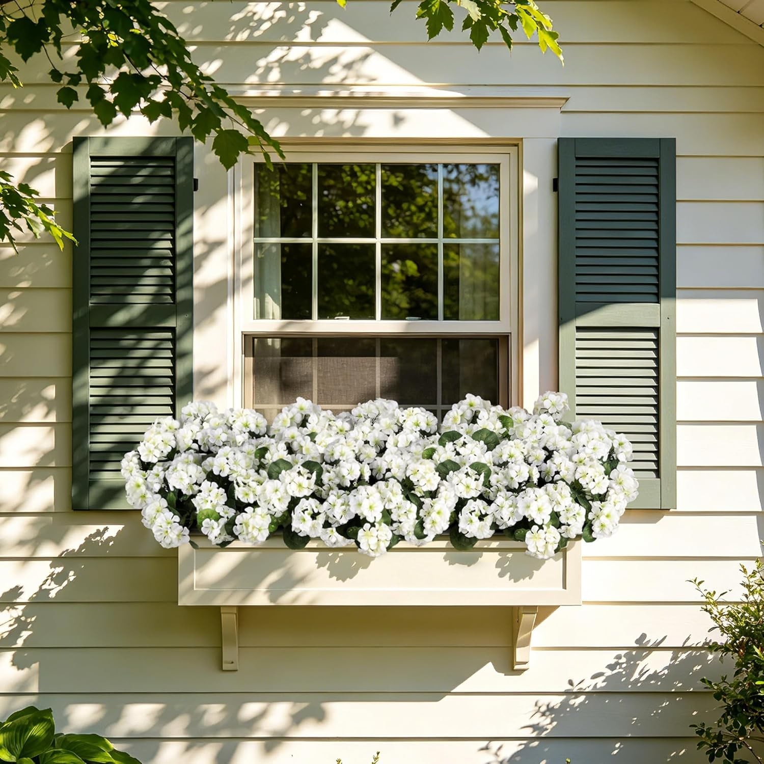 Artificial Flowers for Outdoors, 6 Bundles Realistic Fake Silk White Geranium…