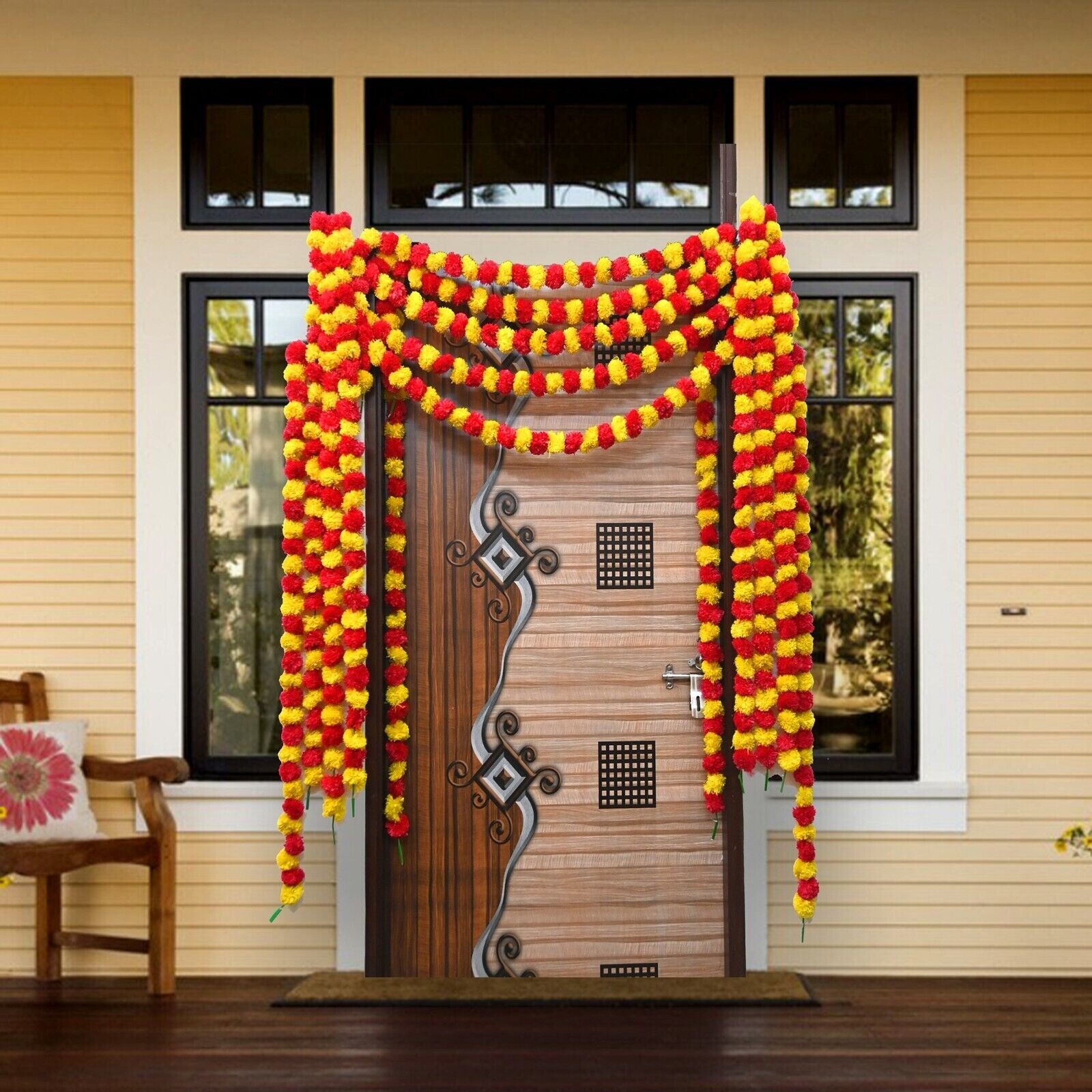 Wholesale Indian Mix Color Marigold Flower Mehndi Decoration Artificial Garlands