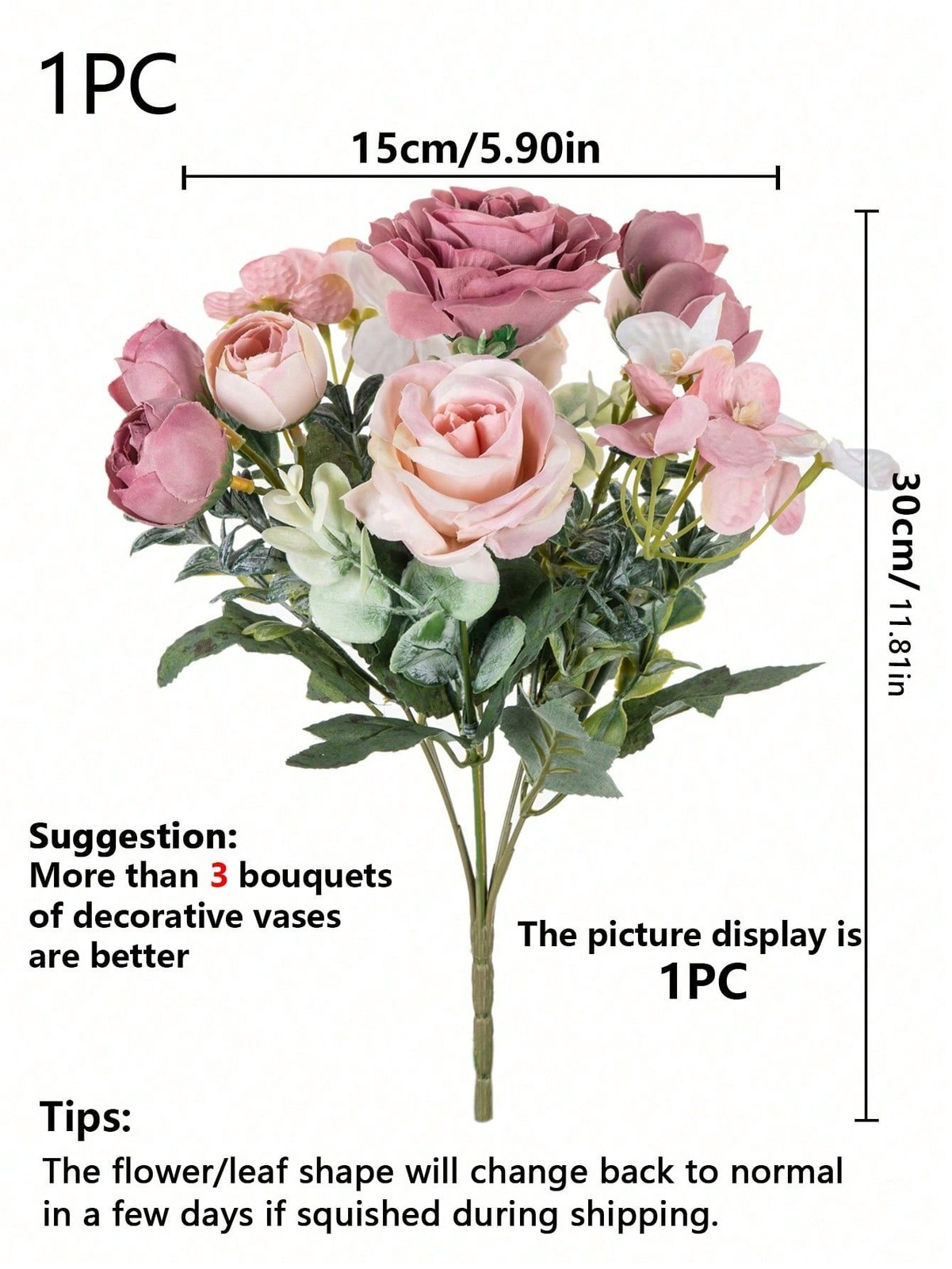 Sand Red Artificial Silk Rose Bouquet For Wedding Home Decor One Size