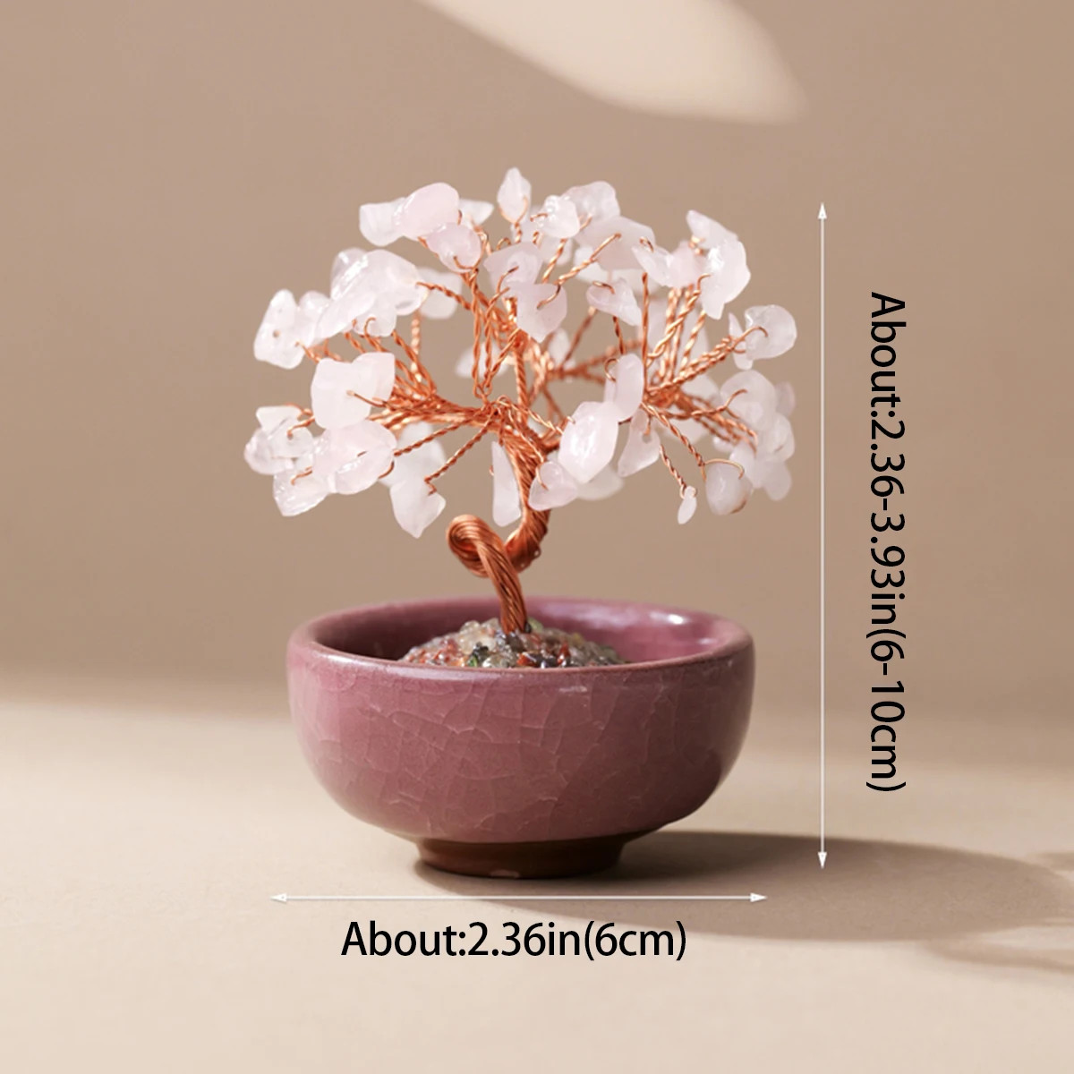 1PC Natural Crystal Tree Handmade Tree Copper Wire Life Small Bowl Flowerpot new