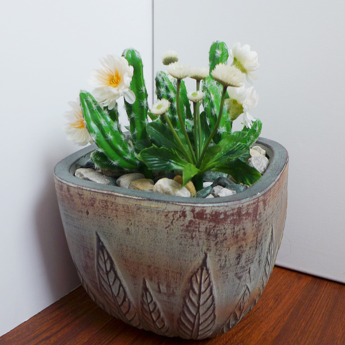 4 Artificial Mini Blooming Grass Plants Succulents Grass(#1 White)