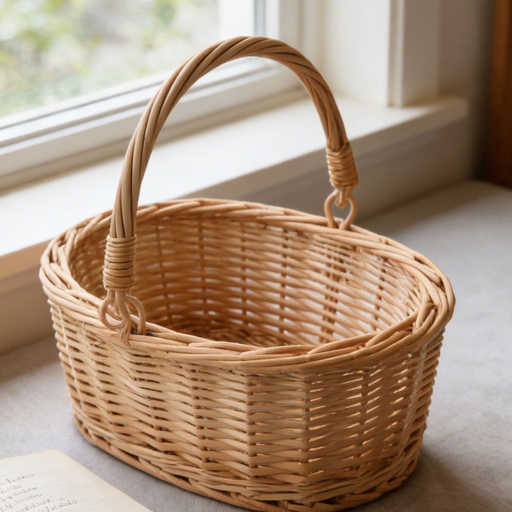 Wicker Flower Girl Basket Outdoor for Flowers Garden Decoration Bridal Floral