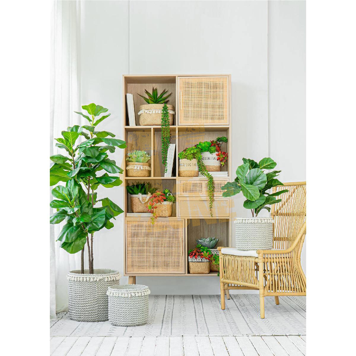 Faux Potted Fiddle Leaf Fig Tree Green Black Artifical Garden Indoor Outdoor