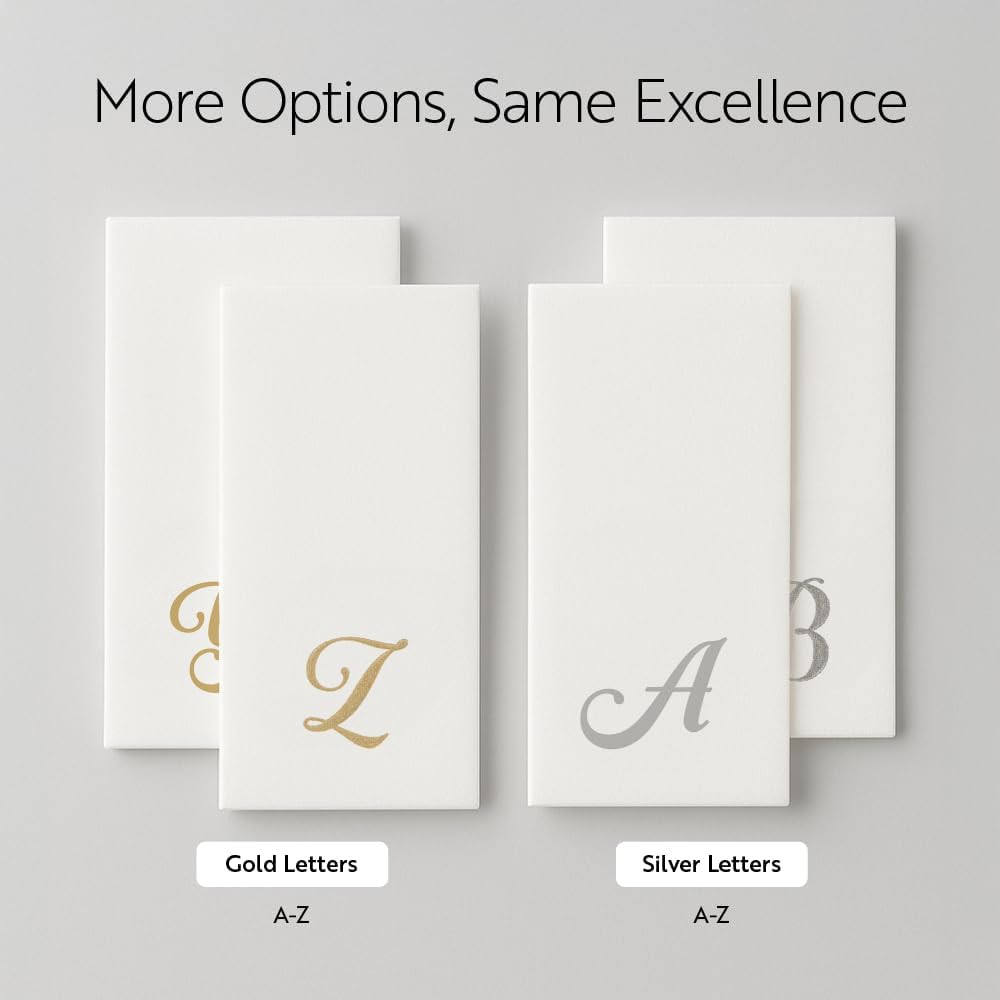 Luxenap 15.8 X 7.9 Inch Linen-Feel Guest Towels, 50 Lettered Hand Towels – Gold