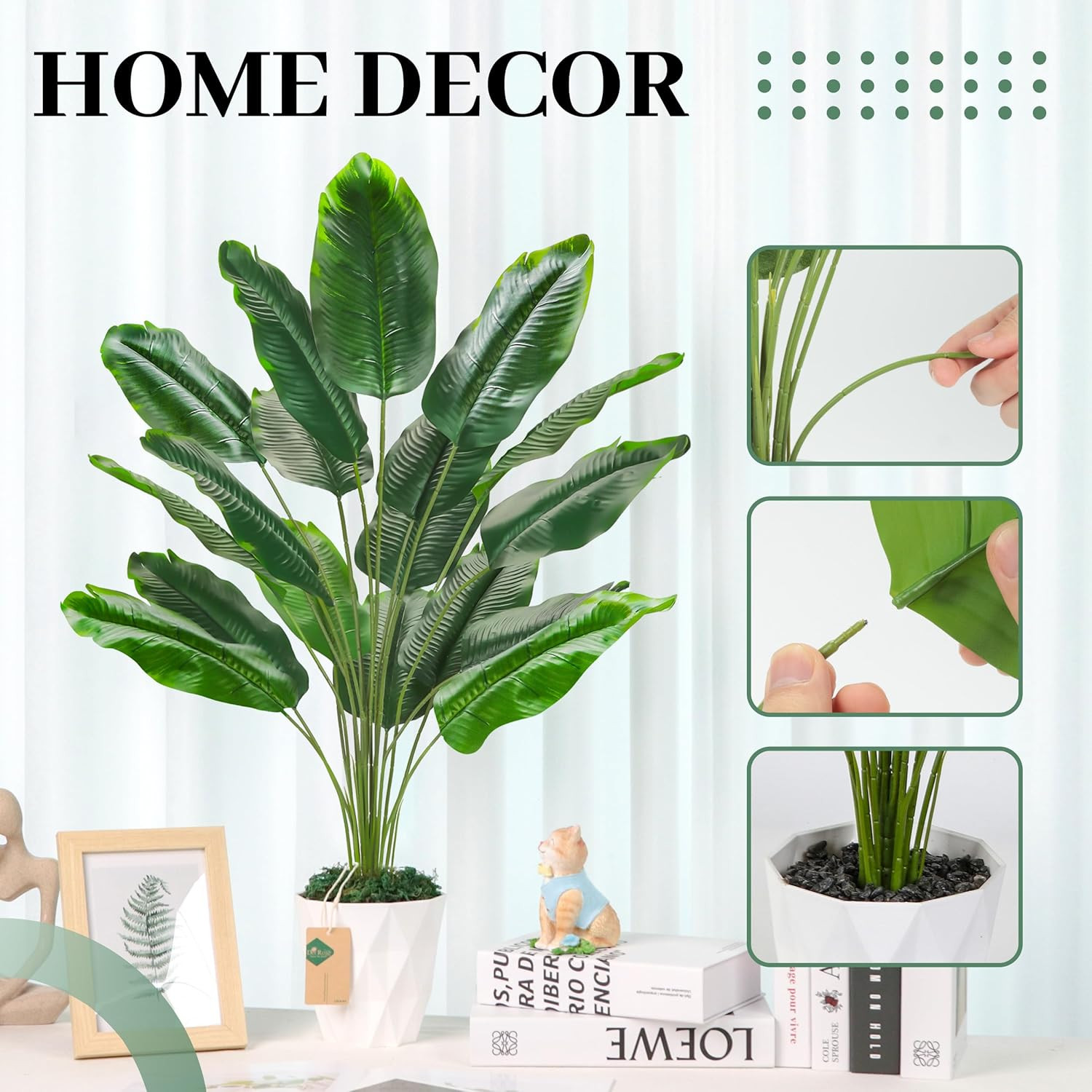 Der Rose Tall Fake Plants 28″ Artificial Potted Tropical Faux Plants Banana Tree