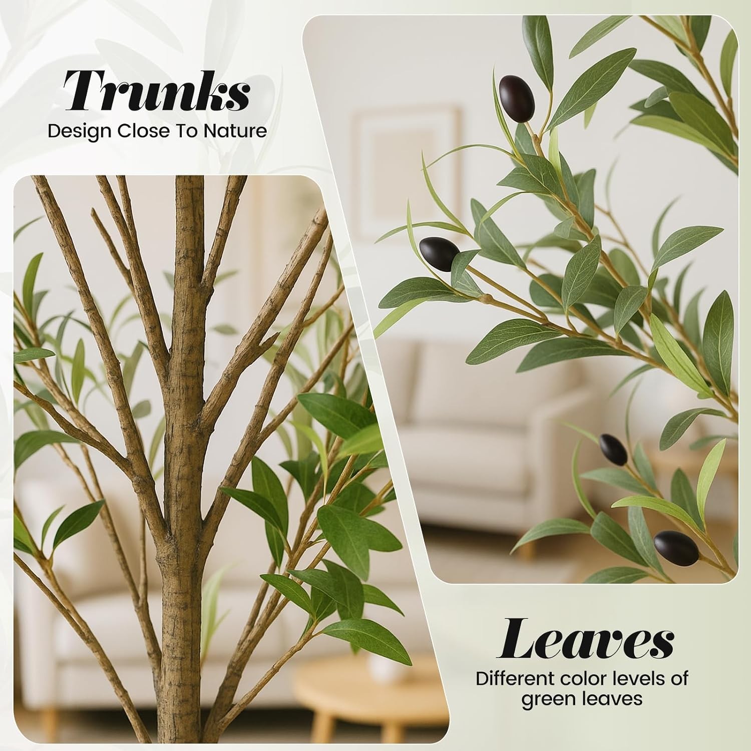 7FT Artificial Olive Tree Indoor Tall Realistic Faux Olive Tree with Plastic