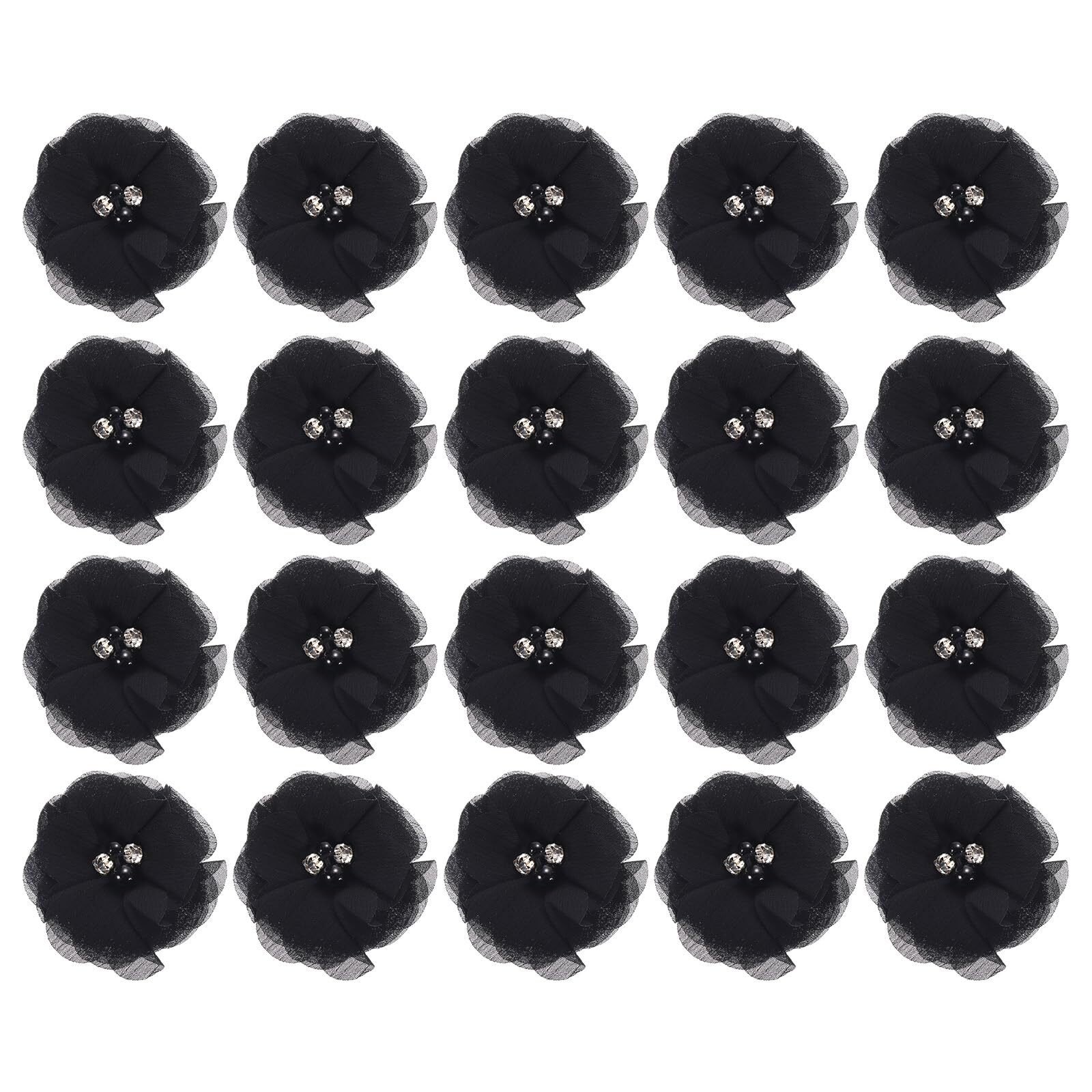 Artificial Rhinestone Chiffon Flower Heads Black Faux Flowers 2 Inch for DIY …