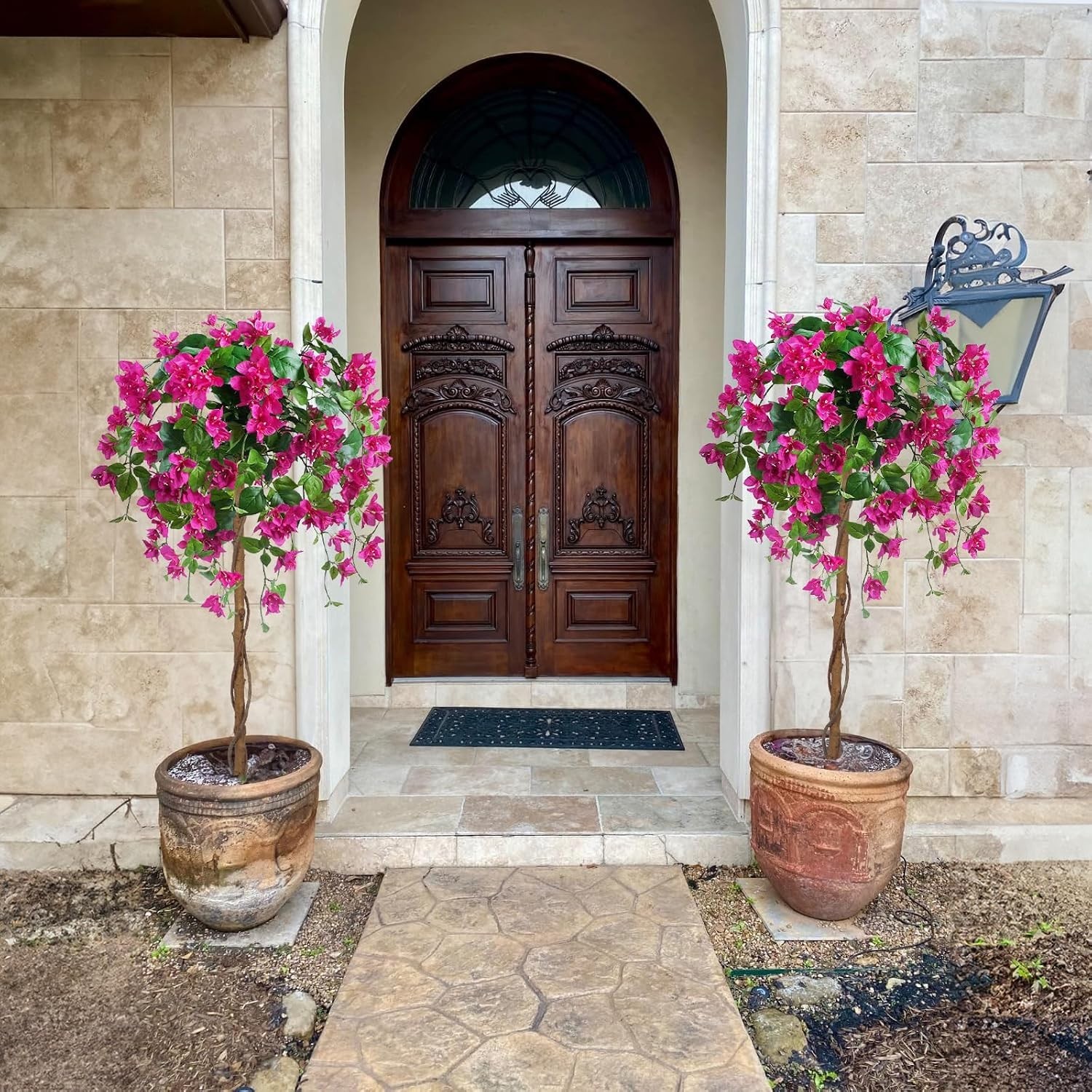 HUAESIN 2 Pack Artificial Bougainvillea Tree Fake Tall Plants Outdoor 5FT Artifs