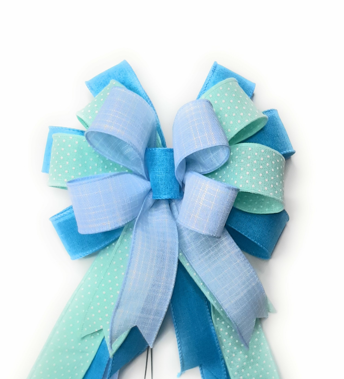 Spring Bow, Mint with Dots, Light Blue, Turquoise