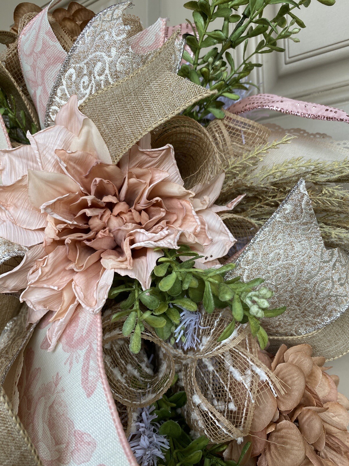 Boho Champaign Floral Wedding Flowers/ Rustic Farmhouse Swag Baby Shower Gift