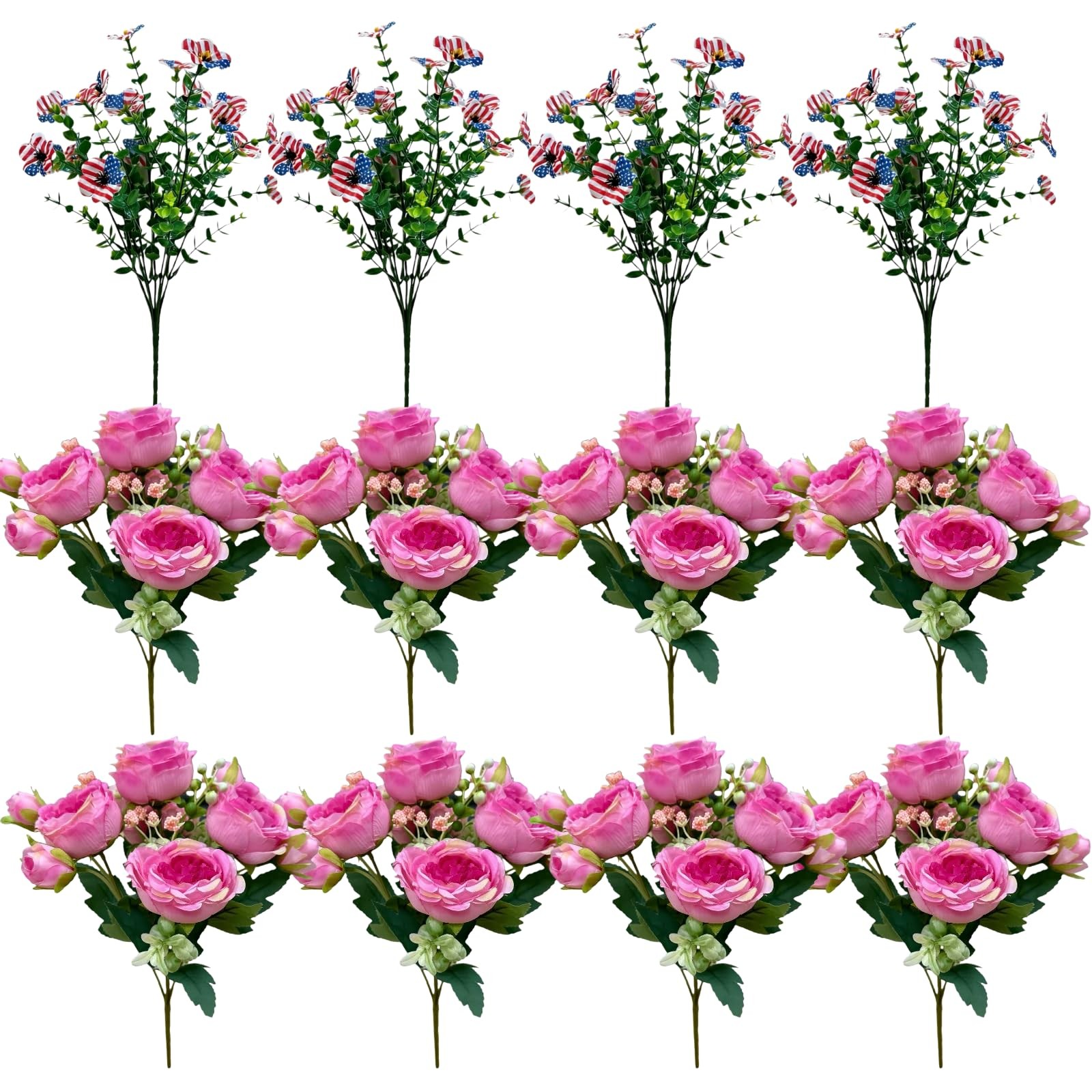 12 Branches Silk Peonies Artificial Flowers For Vase Wedding Accents Maroon