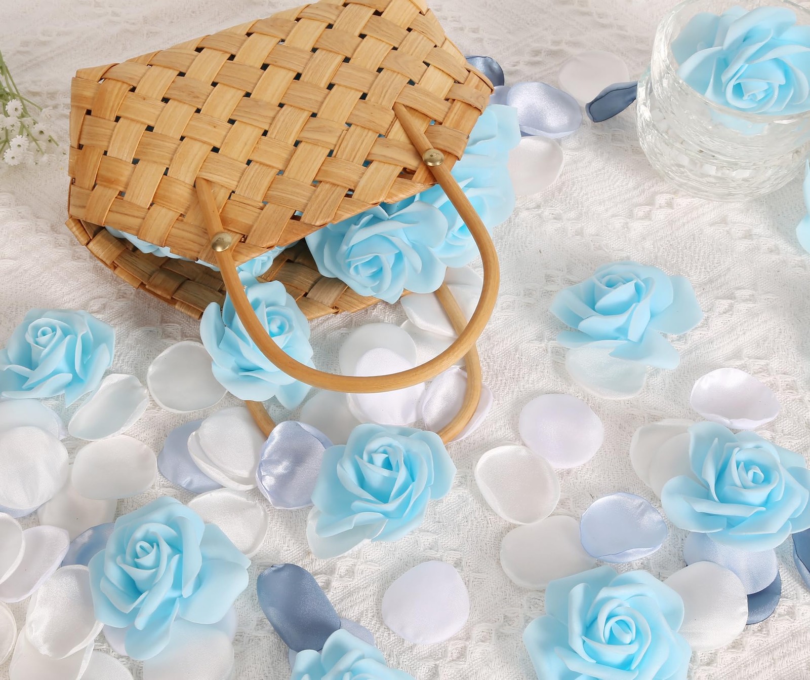 100PCS Baby Blue Foam Flowers Artificial Flowers Foam Roses Baby Blue Artific…