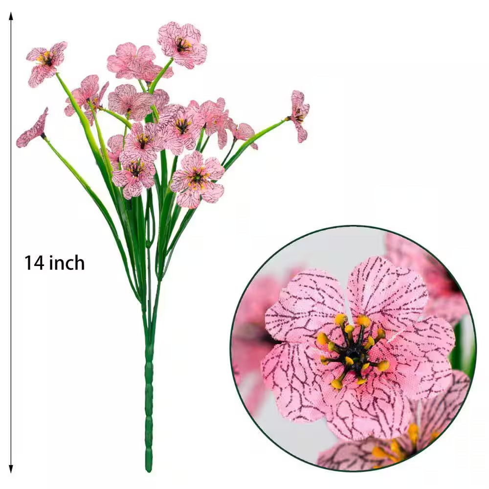 14 In. Pin.K 21 Bundles Outdoor Artificial Other Flowers UV Resistant Fake Silk