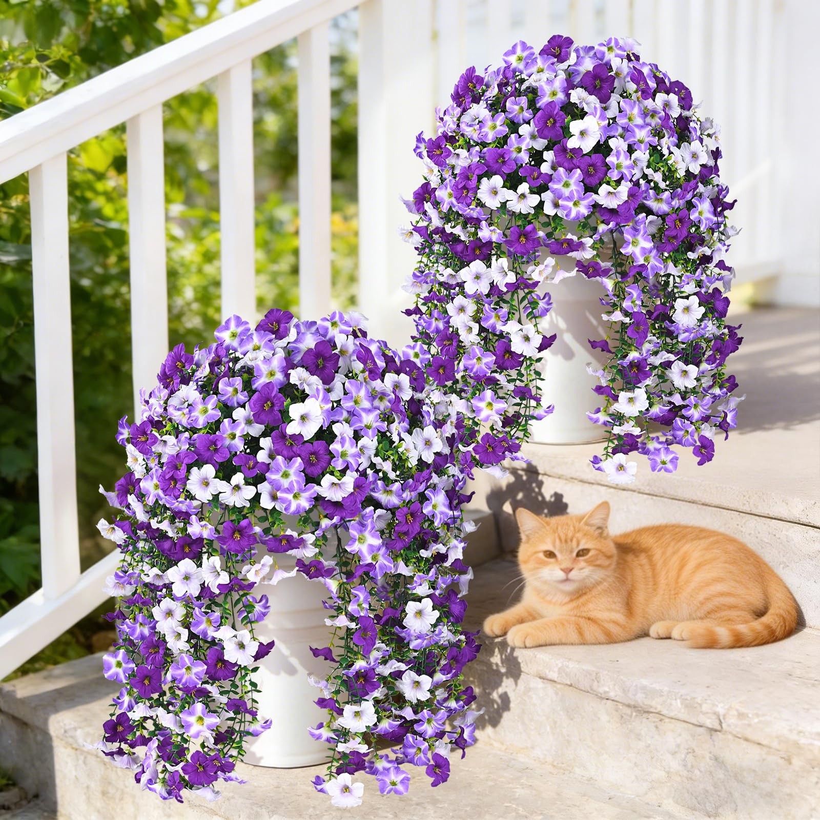 Realistic Artificial Flowers for Outdoors, 2 PCS Full UV Resistant Artificial…
