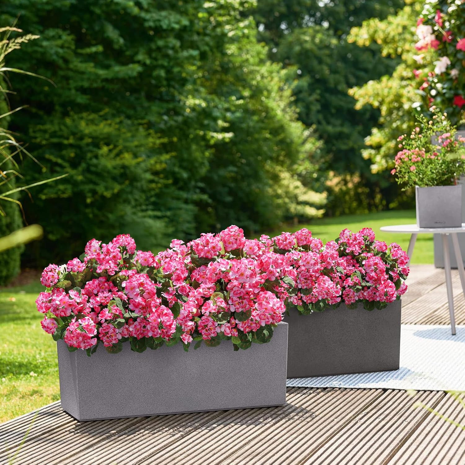 Artificial Geranium Fake Flowers for Outdoors Decoration, 6 Bundles Silk