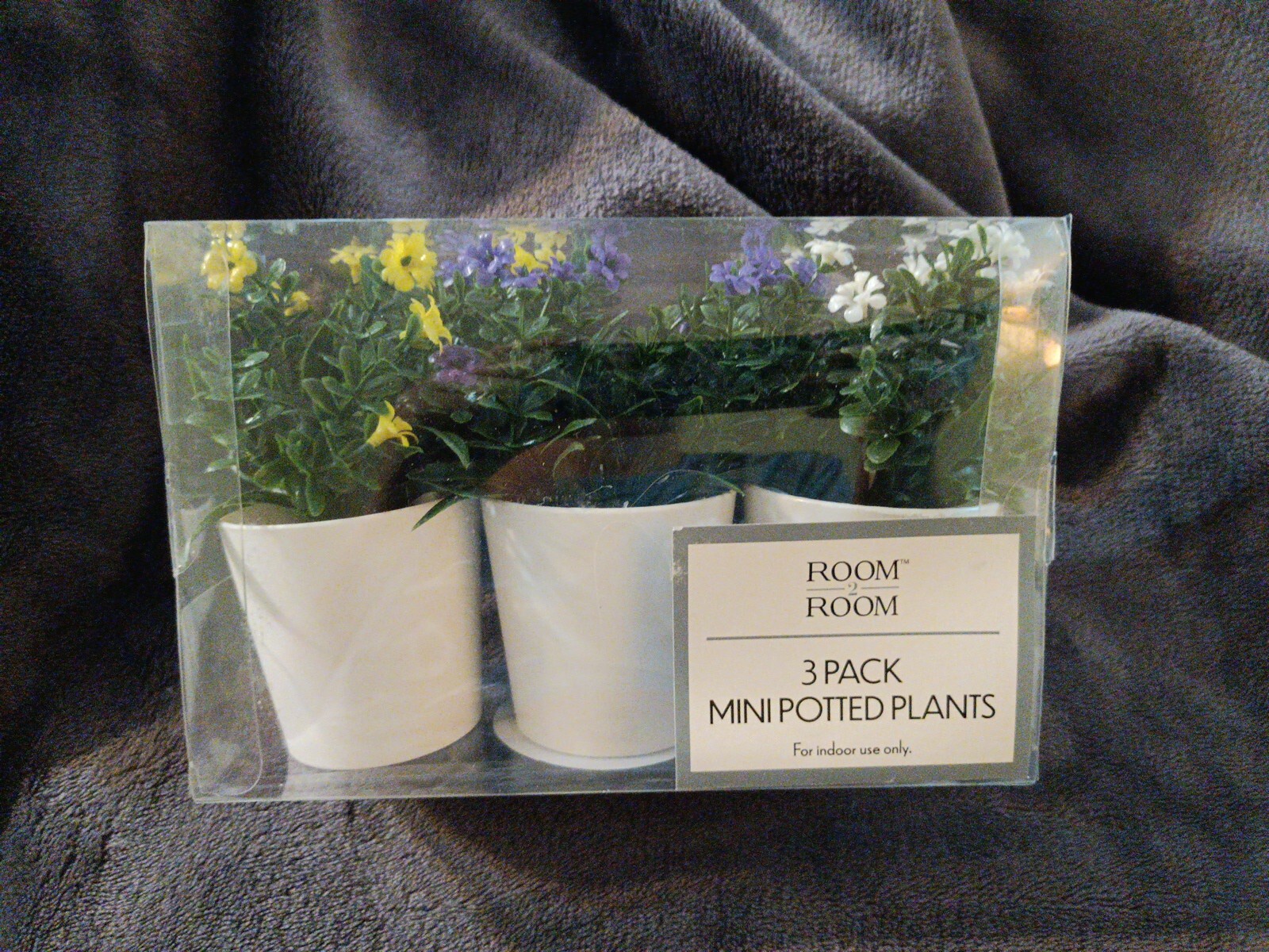 3 Pack Mini Potted Fake Plants Artificial Plastic Flowers Plants Topiaries NIB