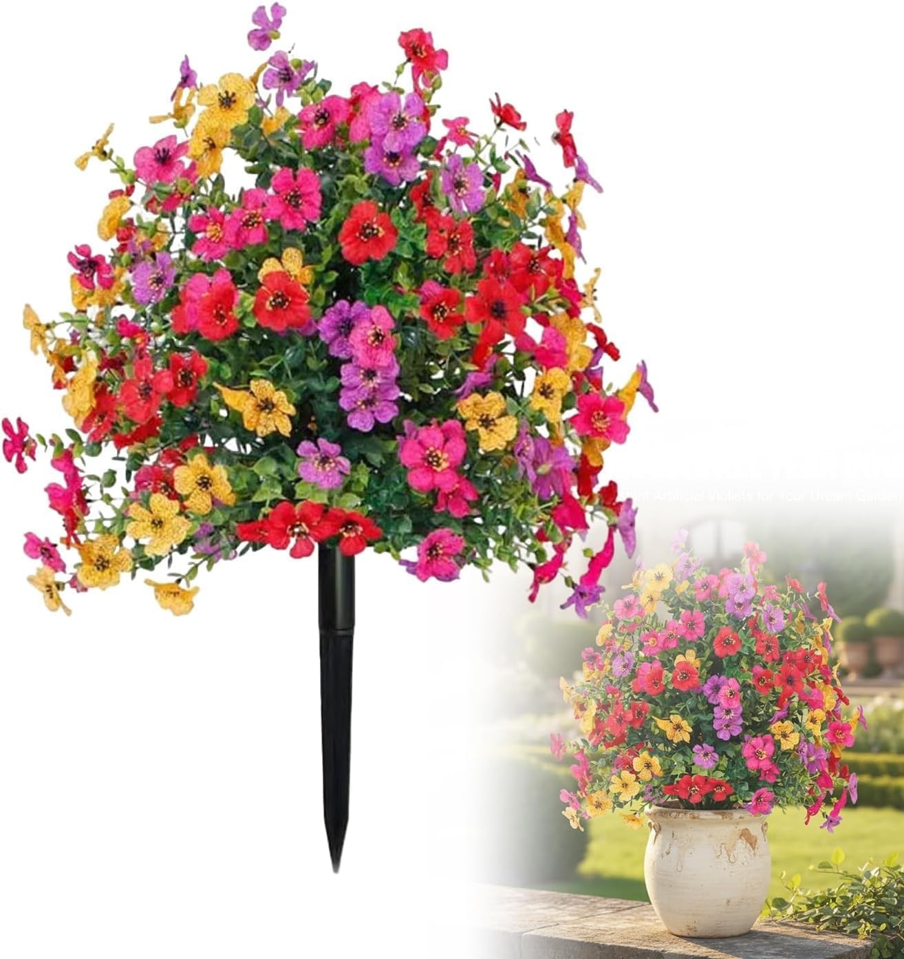 Artificial Outdoor Flowers with Stake, Artificial Petunias with Ground Stake,…