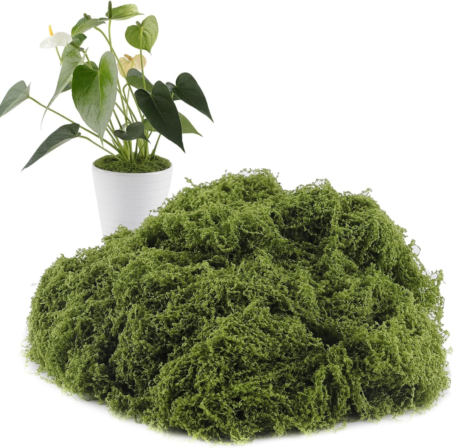 Artificial Moss for Crafts, 5.3OZ Fake Green Moss for Potted Plants, Faux Moss D