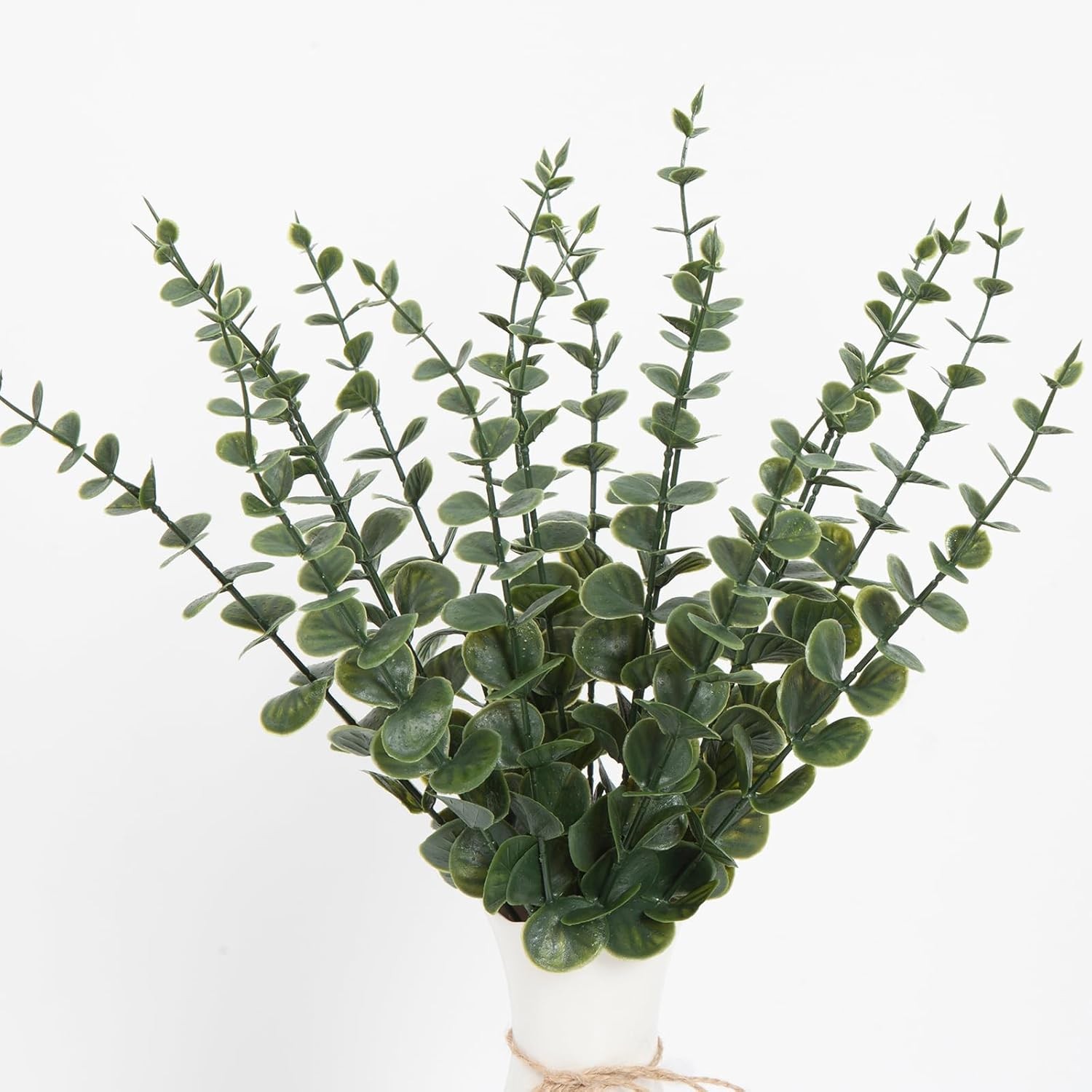 18 Artificial Dark Green Eucalyptus Stems for Home Decor Arrangements