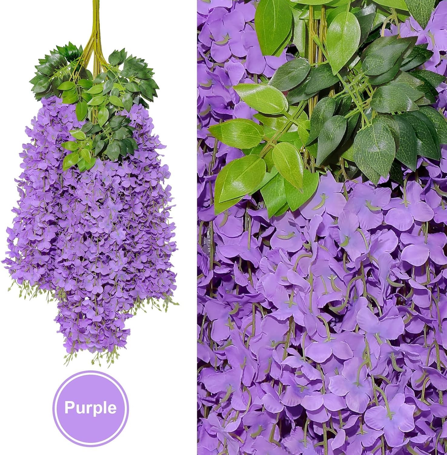 Vibrant Purple 24-Piece Wisteria Flower Vine – Stunning Indoor & Outdoor Decor
