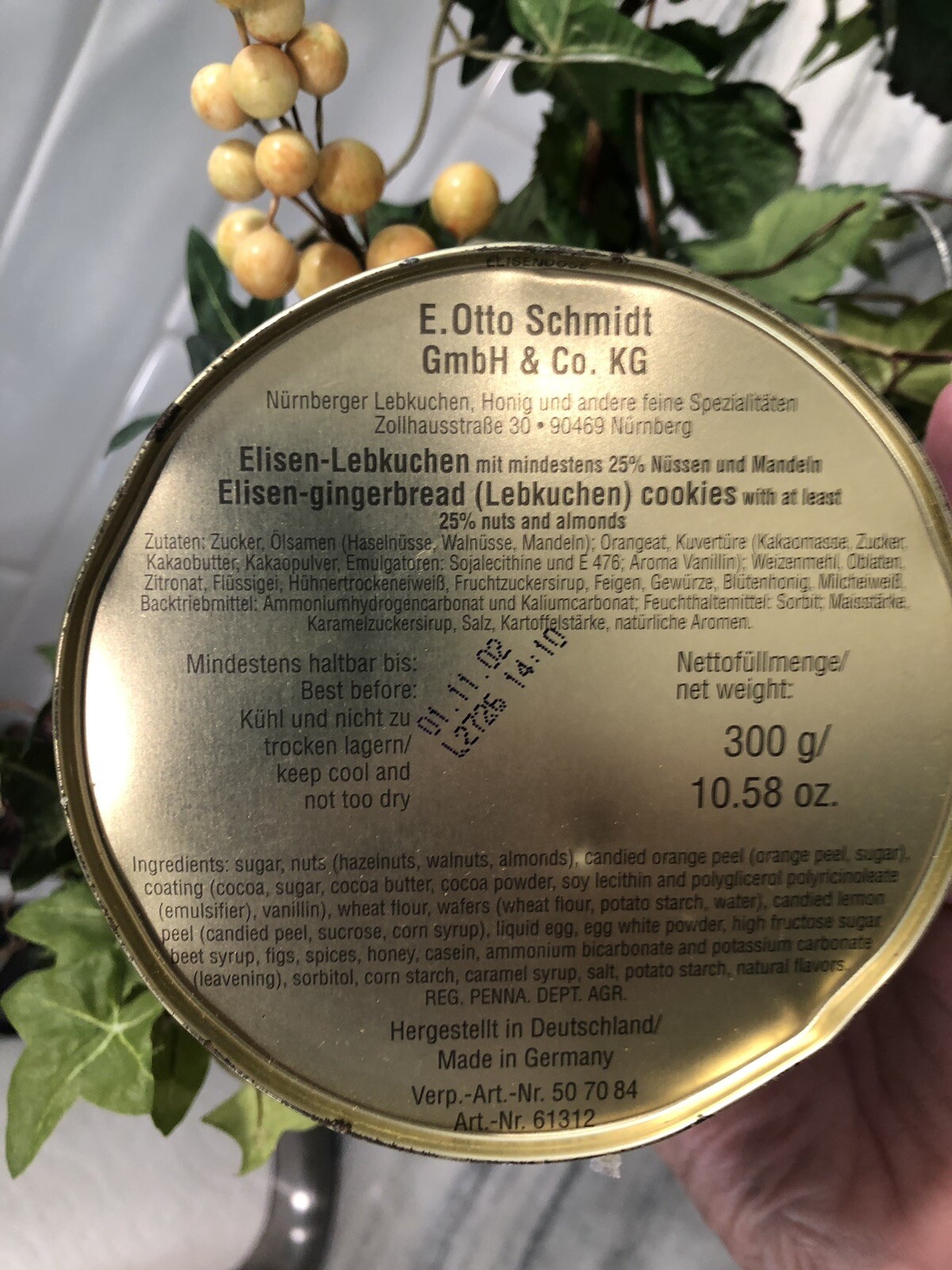 Artificial/Faux Floral & Mixed Greenery/Berries Arraignment W/Brass Container