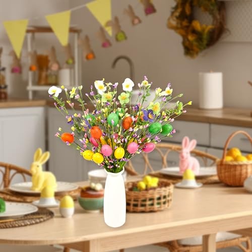 Artificial Easter Flower, 6 Pcs Easter Eggs Flower Pink/Orange/Yellow/Green