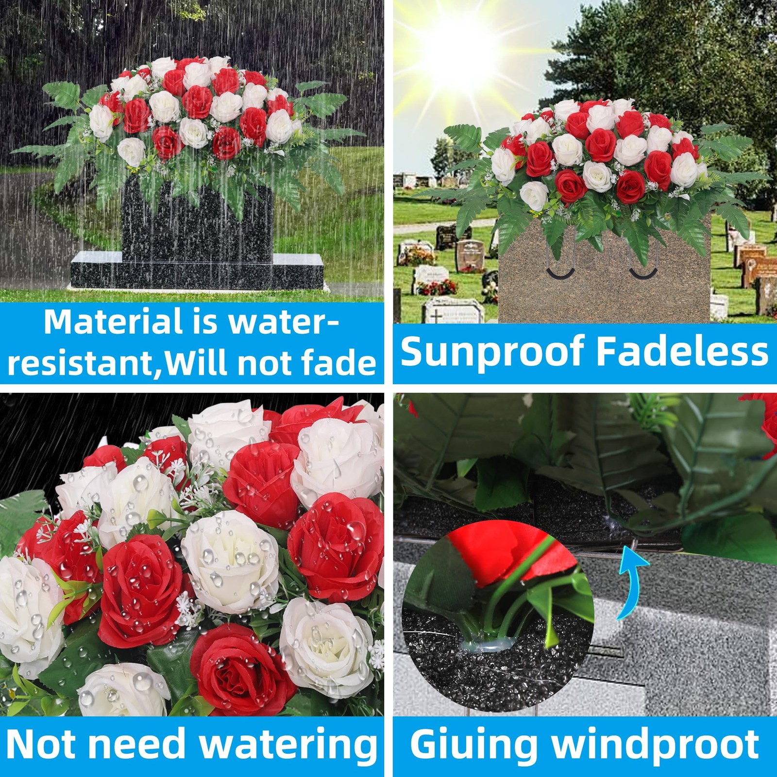 Cemetery Headstone Flower Saddle,Artificial Cemetery Flower Saddles for Grave…