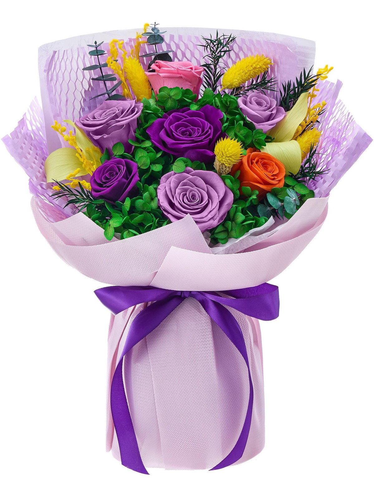 Forever Flowers for Delivery, Preserved Flowers Bouquet,Eteranl Rose,Purple
