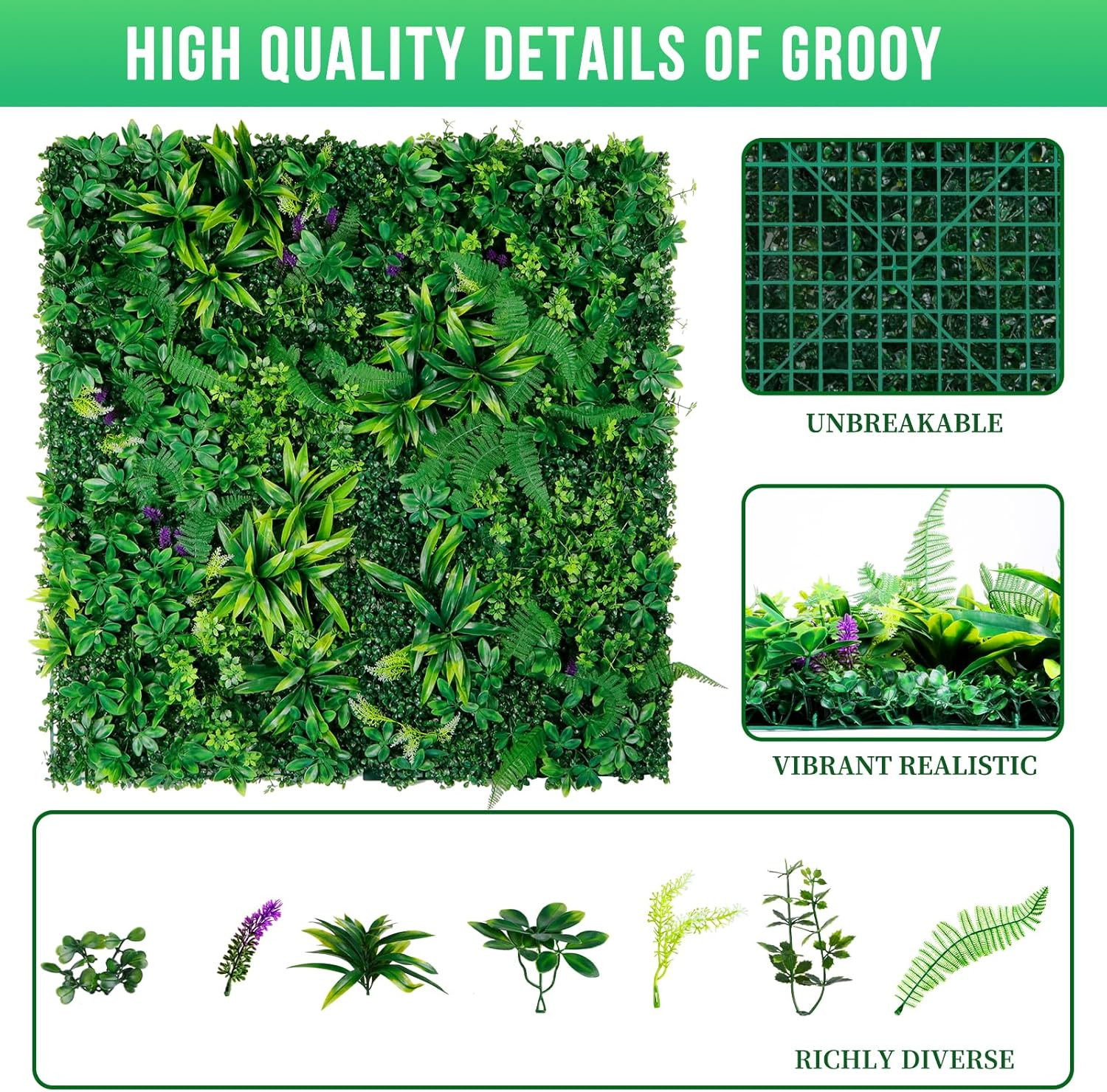 Artificial Boxwood Panels, Grass Wall Panels 20″X20″(6Pcs), Privacy Hedge Fence