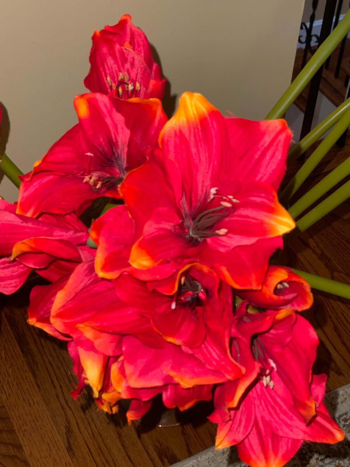 Pottery Barn Red Amaryllis Faux Flower Stem (1) Stem 26″-28″ Christmas Floral