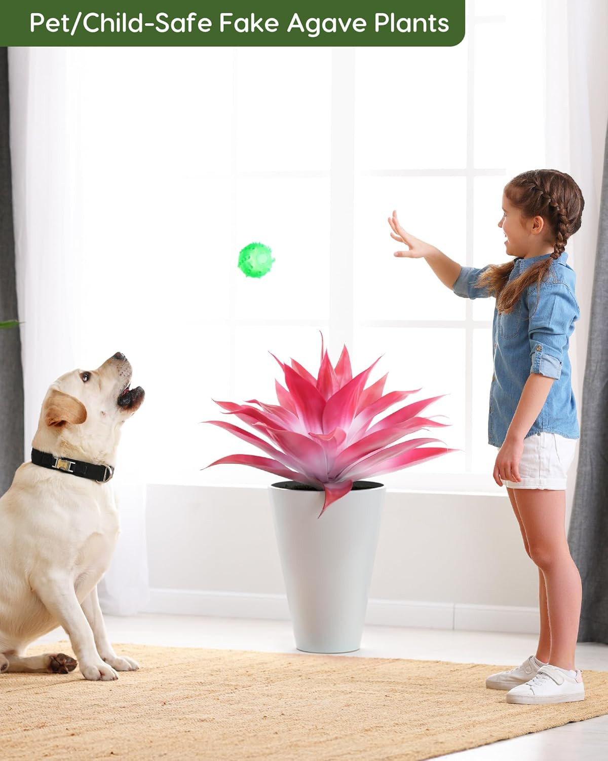 Set of 2 Realistic 28″ Faux Agave Plants for Home Decor – No Pot Included