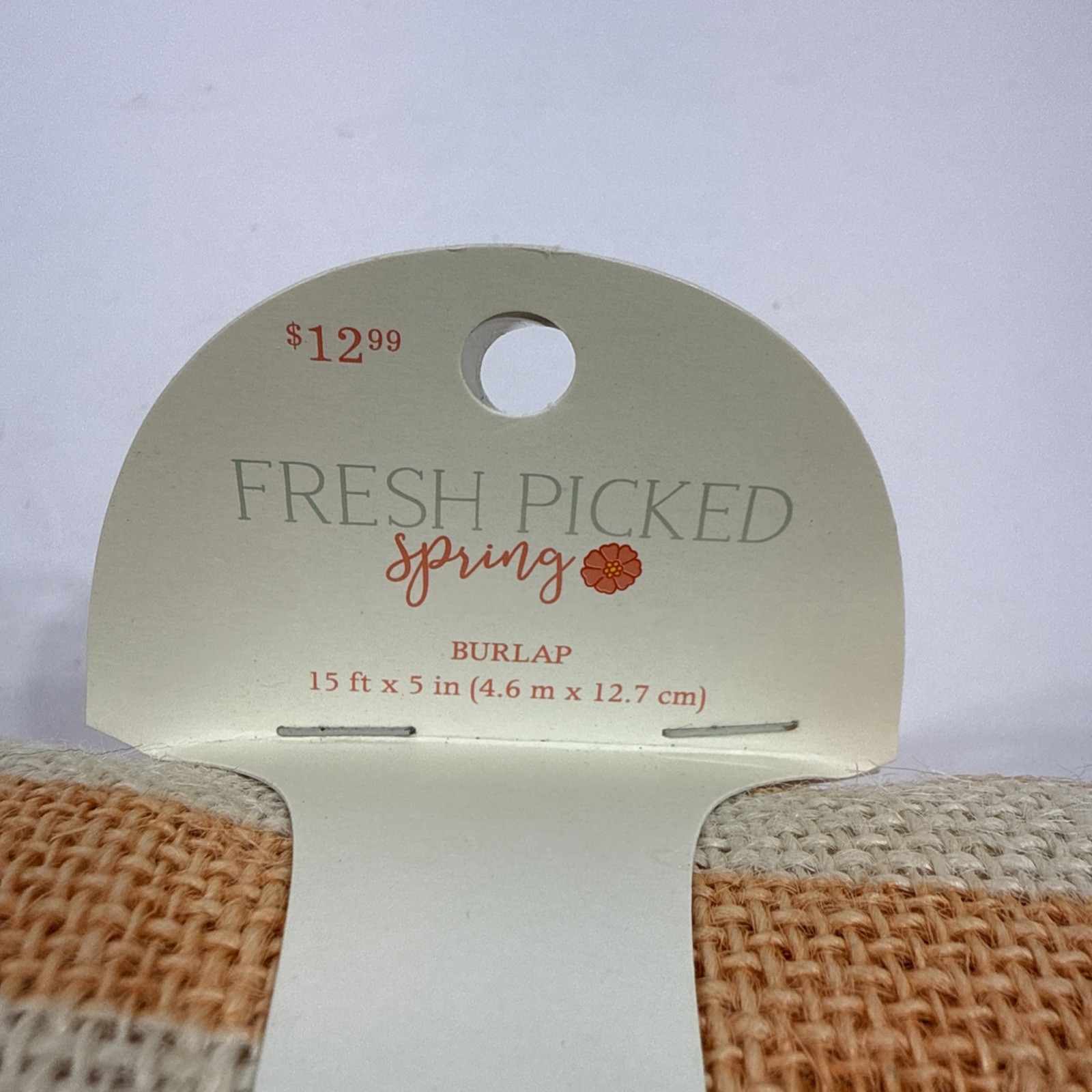 Fresh Picked Spring Orange & Tan Burlap Ribbon 15ft x 5 in NWT