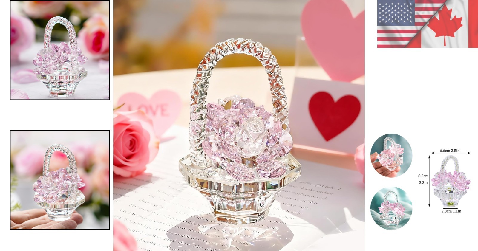 Elegant Art Deco Pink Crystal Rose – Perfect Gift for Mother’s Day & Valentine’s