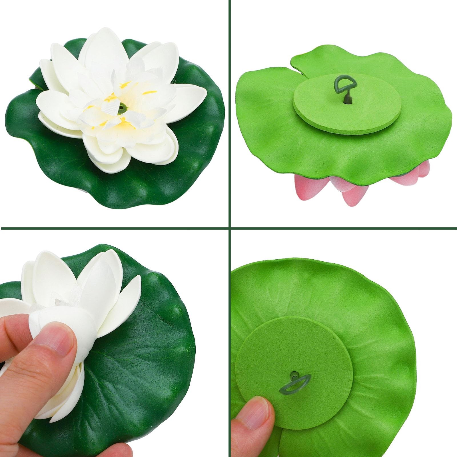 16 Pieces Artificial Floating Foam Lotus Flowers with Lotus Leaves Pond Plant…