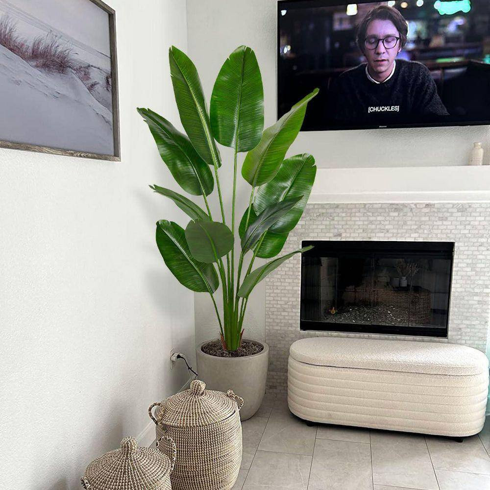 72 In. Artificial Green Indoor/Outdoor Bird of Paradise Tree Real Touch Silk Lea
