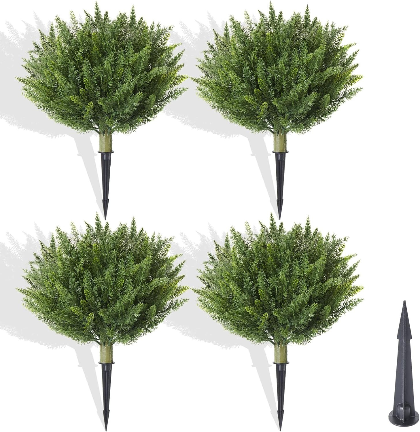 15.7″ UV Resistant Artificial Cedar Ball Shrubs – 4 Pack for Indoor/Outdoor Use