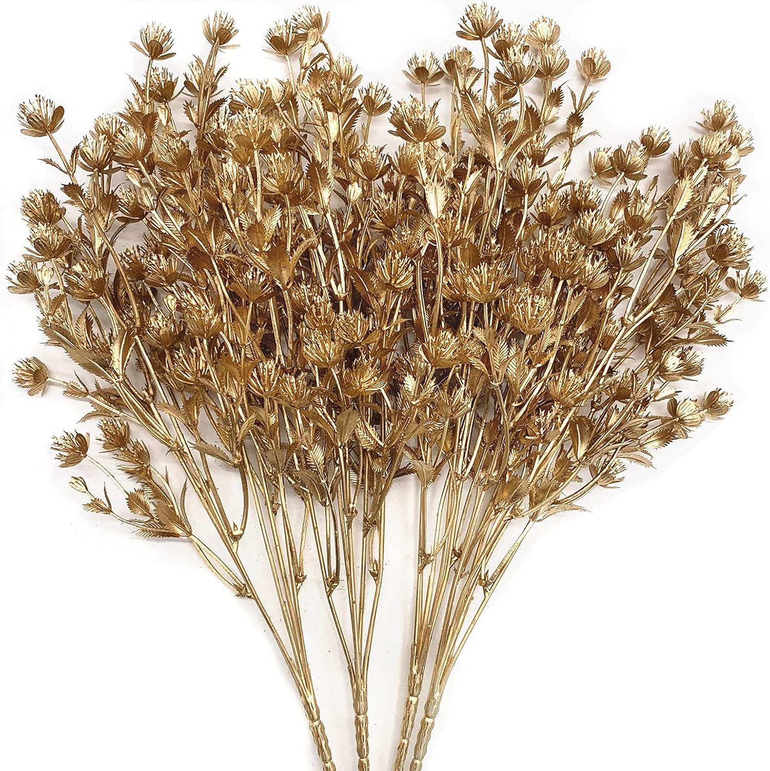 Artificial Christmas Flowers, Golden Baby Breath Gypsophila Plastic Plant Fake P