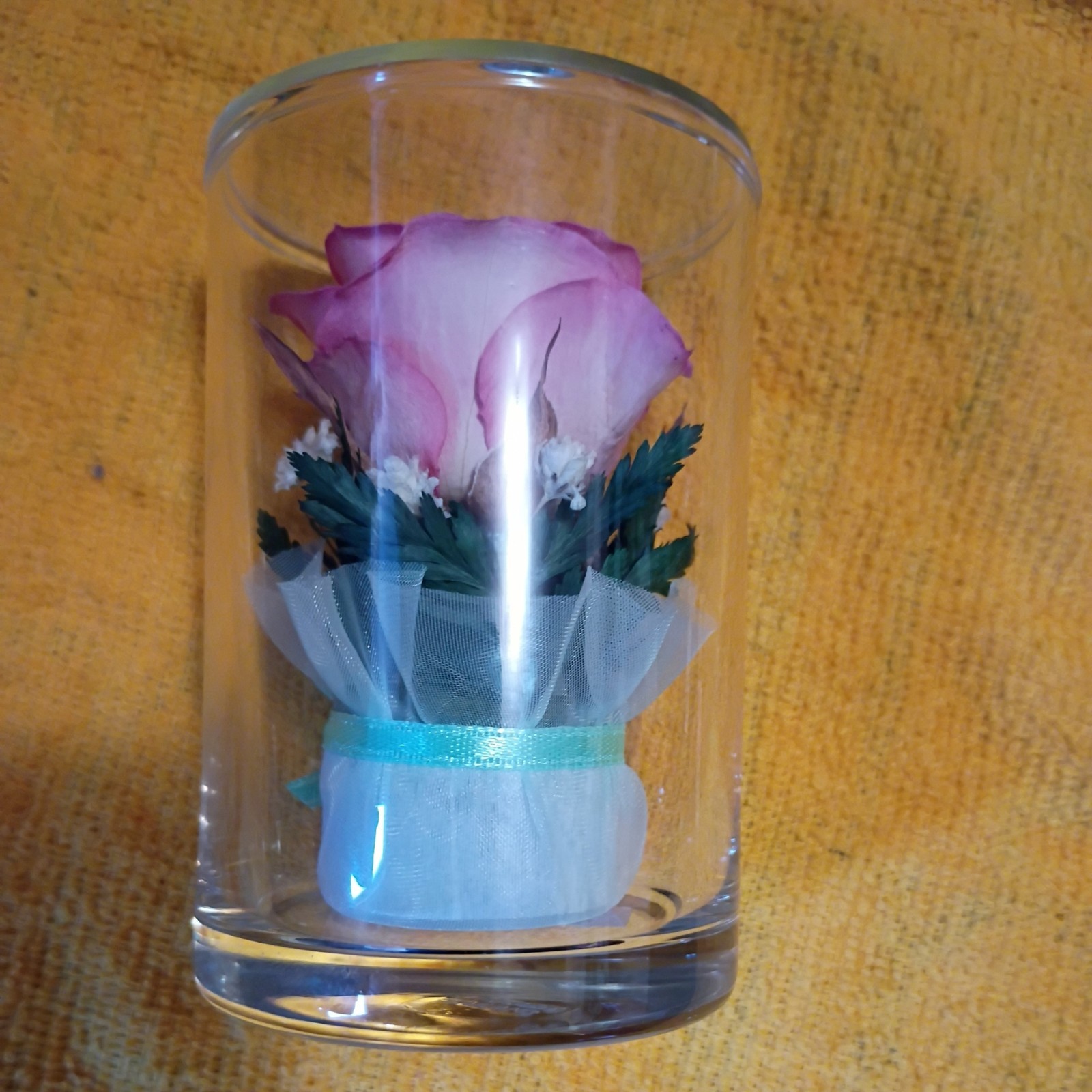 Beautiful Vintage Preserved Flowers Handmade Real Orchids & Roses Sealed Glass