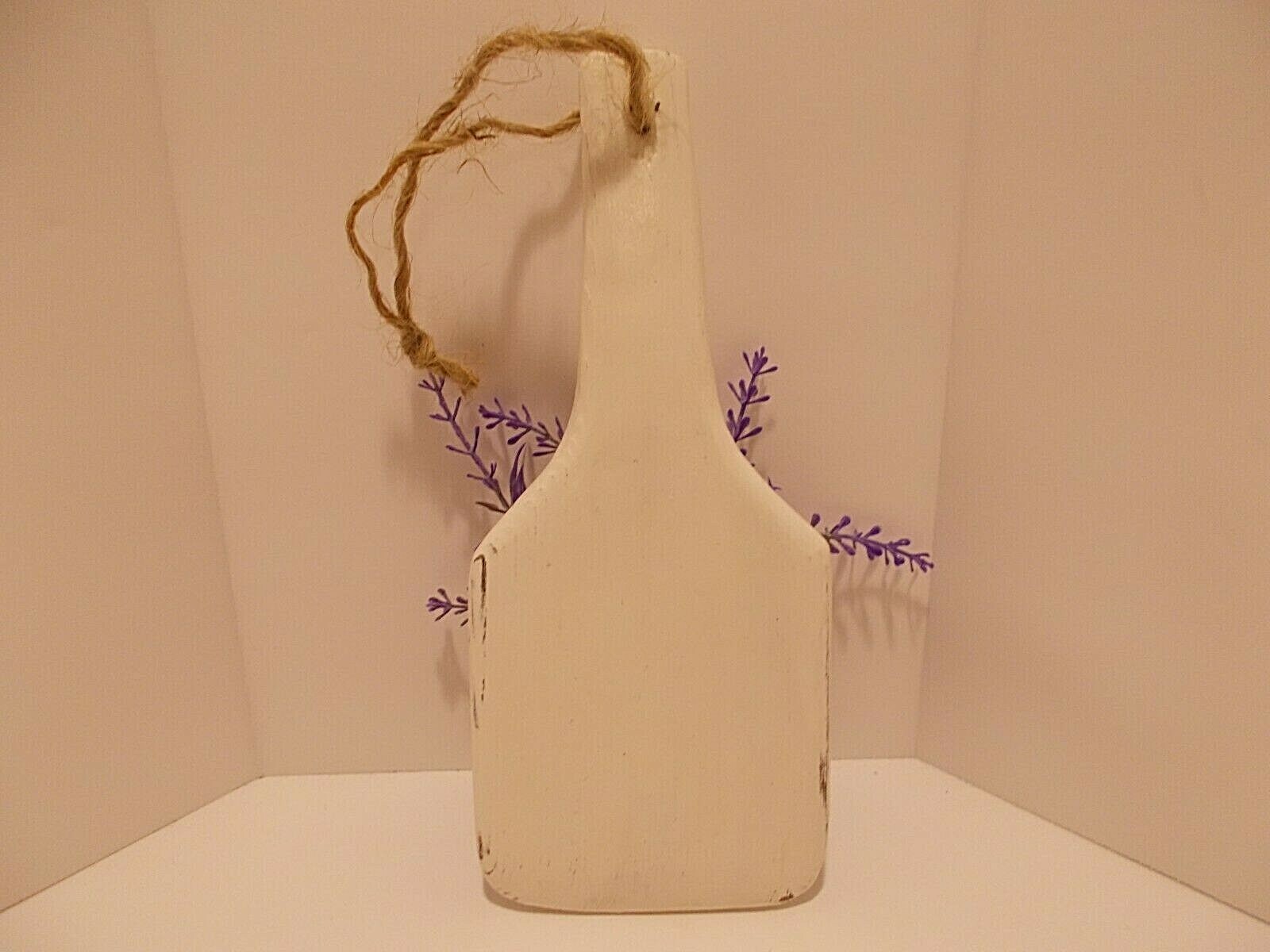 Butter Paddle Small Wooden with Small Denim Pocket of Faux Lavender Handcrafted
