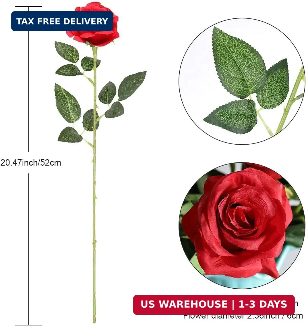 Hawesome 12PCS Artificial Silk Flowers Realistic Roses Bouquet Long Stem for Hom