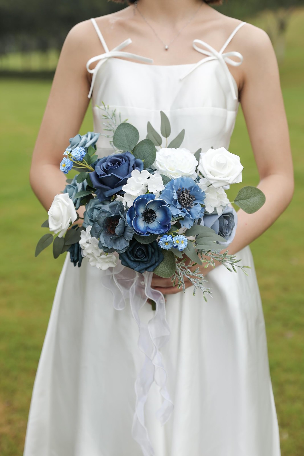 Retro Dusty Blue Artificial Rose Flowers Combo DIY Wedding Bouquets