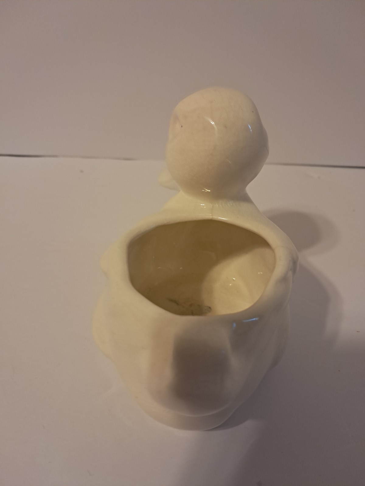 Vintage Style Ceramic Duck Planter Cream Off-White Figural Home Decor
