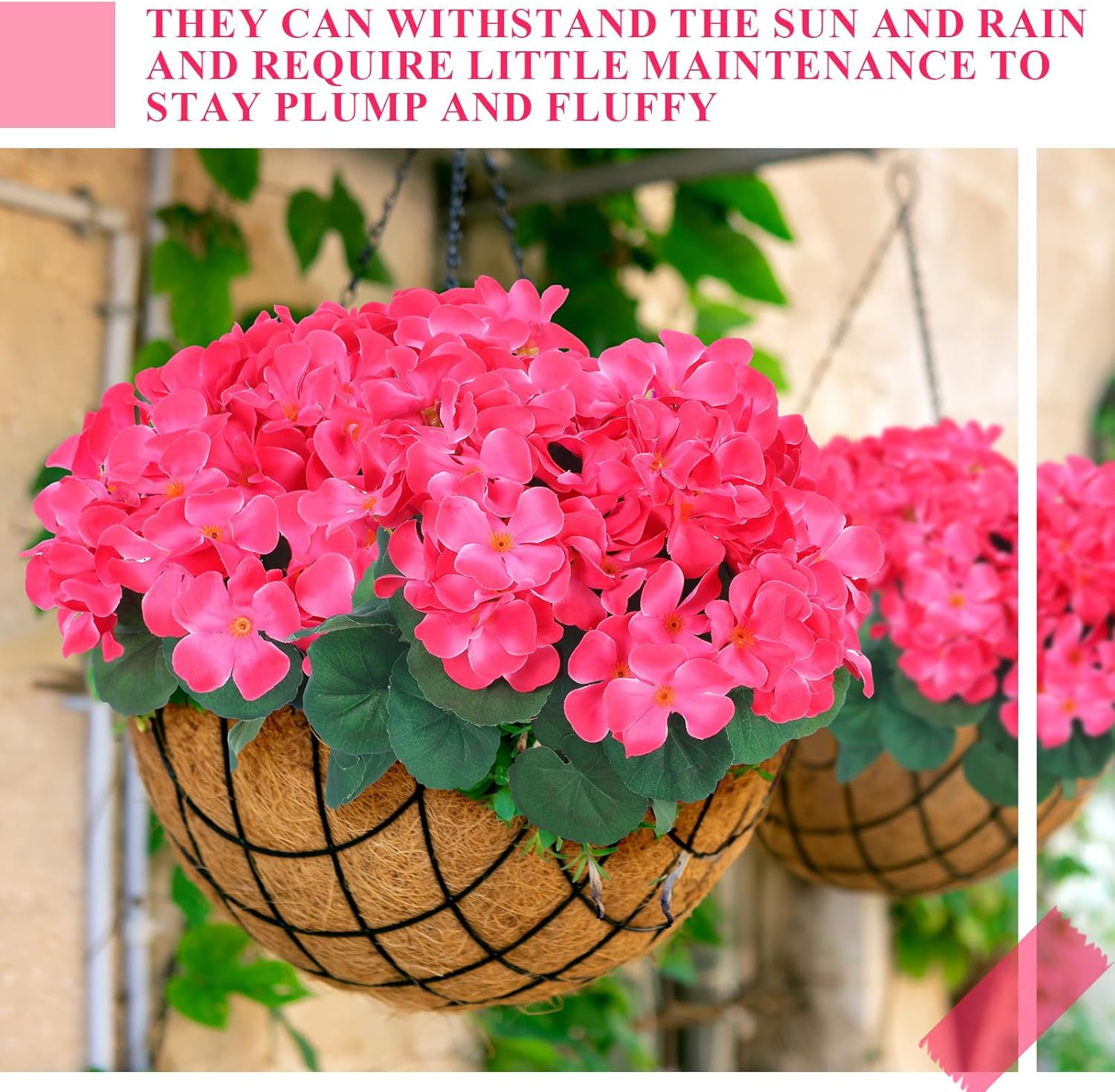 12 Pcs 10.2 Inch Artificial Geranium Flowers Silk Geraniums for Outdoors Faux Bu