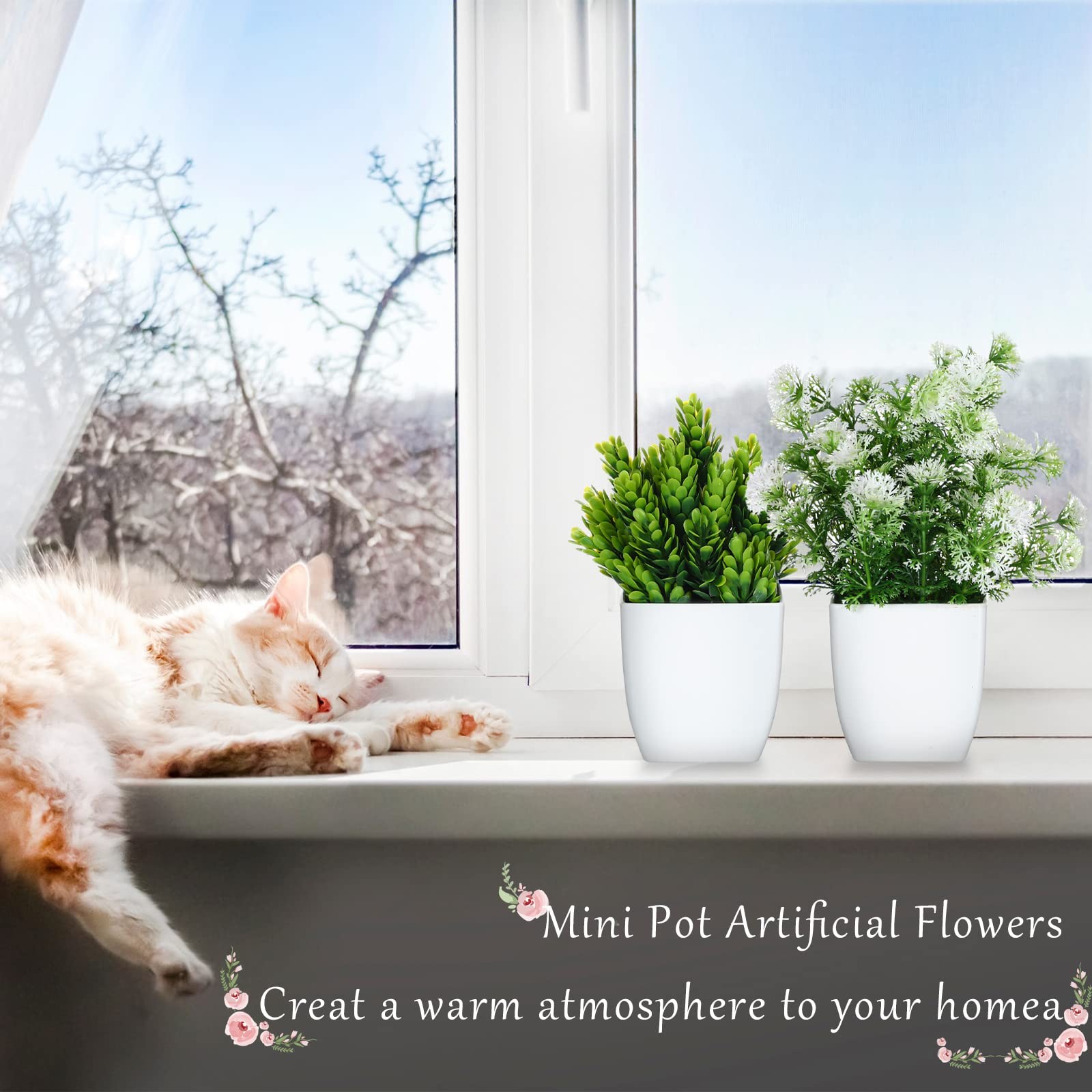 16 Pcs Small Fake Plants Artificial Potted Plants Faux House Plant Mini Pot P…